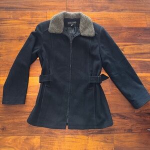 Stylish GALLERY Black 80% Wool coat Made‎ in Moldova.
